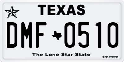 TX license plate DMF0510