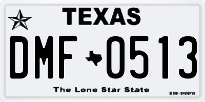 TX license plate DMF0513