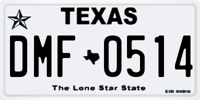 TX license plate DMF0514