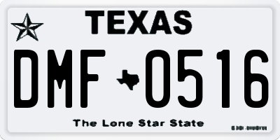 TX license plate DMF0516