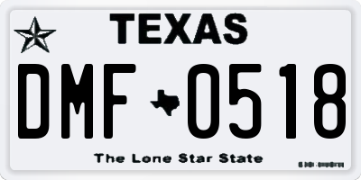 TX license plate DMF0518