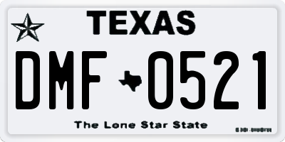 TX license plate DMF0521