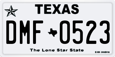 TX license plate DMF0523