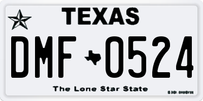 TX license plate DMF0524