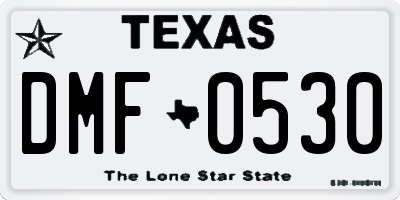 TX license plate DMF0530