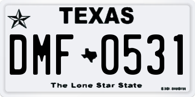 TX license plate DMF0531