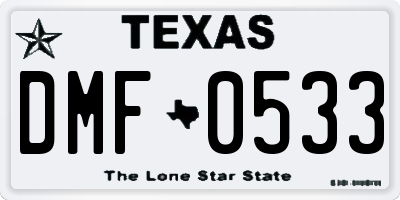 TX license plate DMF0533