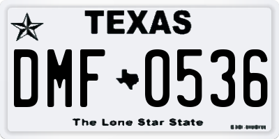 TX license plate DMF0536