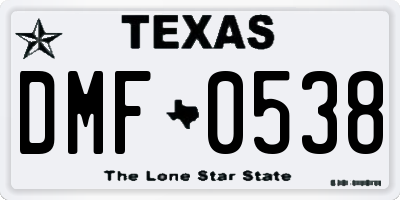 TX license plate DMF0538
