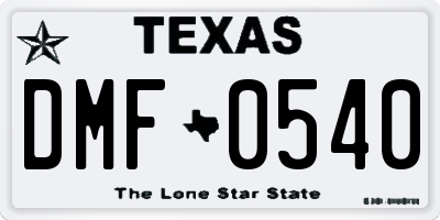 TX license plate DMF0540