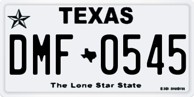 TX license plate DMF0545