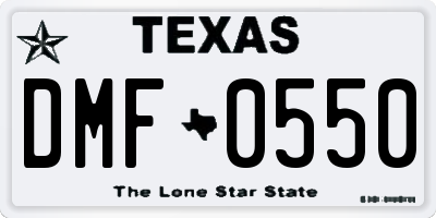 TX license plate DMF0550