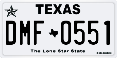 TX license plate DMF0551