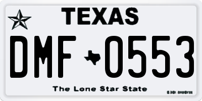 TX license plate DMF0553
