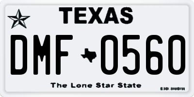 TX license plate DMF0560