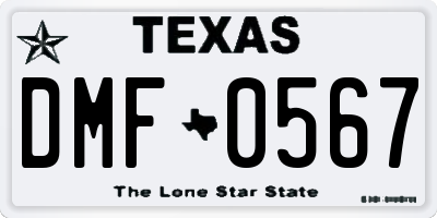 TX license plate DMF0567