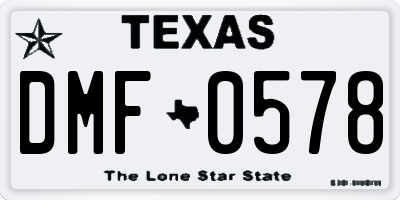 TX license plate DMF0578