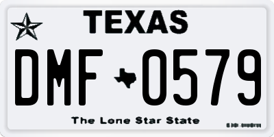 TX license plate DMF0579