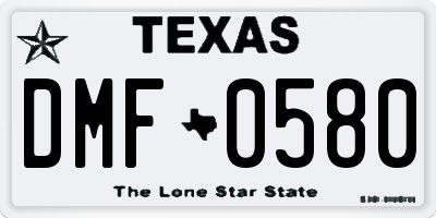 TX license plate DMF0580