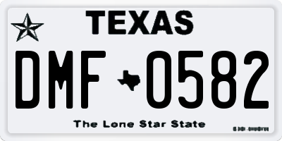 TX license plate DMF0582