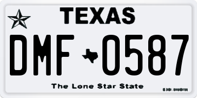 TX license plate DMF0587