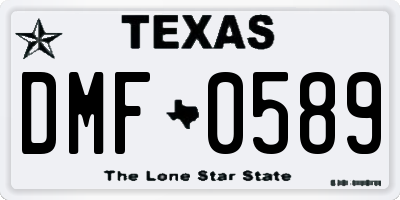 TX license plate DMF0589