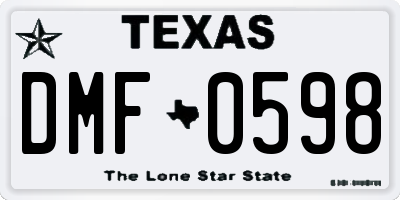 TX license plate DMF0598