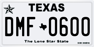 TX license plate DMF0600