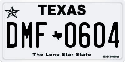 TX license plate DMF0604
