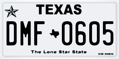 TX license plate DMF0605