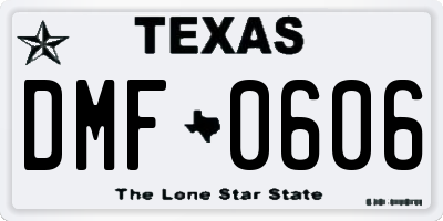 TX license plate DMF0606