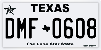 TX license plate DMF0608