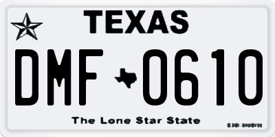 TX license plate DMF0610