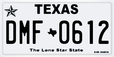 TX license plate DMF0612