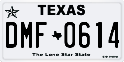 TX license plate DMF0614