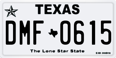 TX license plate DMF0615