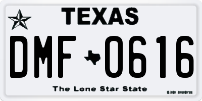 TX license plate DMF0616