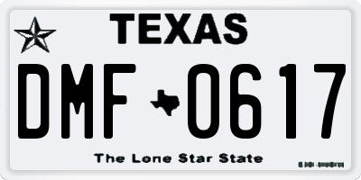 TX license plate DMF0617