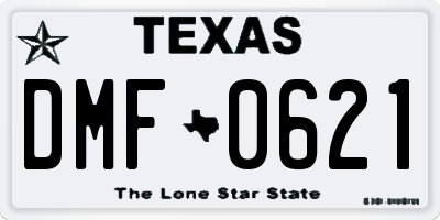 TX license plate DMF0621