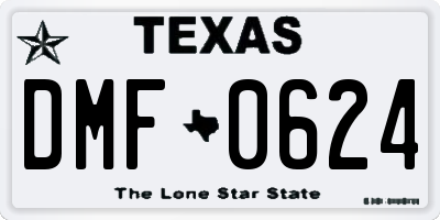 TX license plate DMF0624