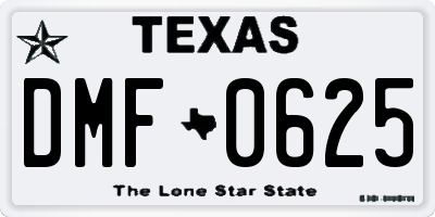 TX license plate DMF0625