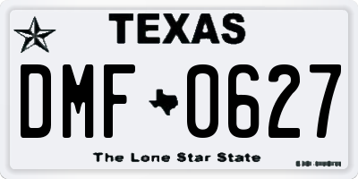 TX license plate DMF0627