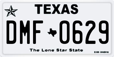 TX license plate DMF0629