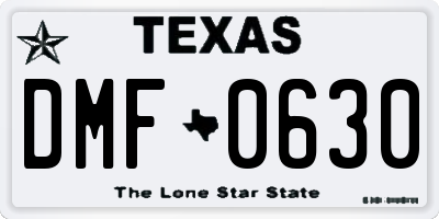 TX license plate DMF0630