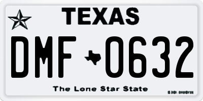 TX license plate DMF0632