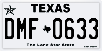 TX license plate DMF0633