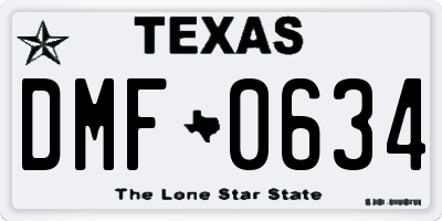 TX license plate DMF0634