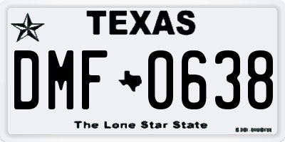 TX license plate DMF0638