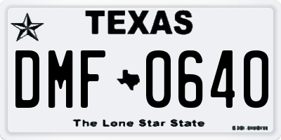 TX license plate DMF0640