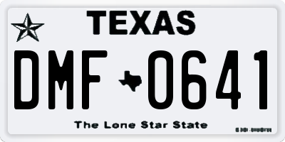 TX license plate DMF0641